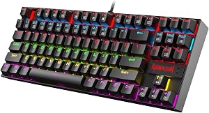 Redragon K552 Mechanical Gaming Keyboard, 87-Key Compact, LED Gaming Keyboard with Red Swi