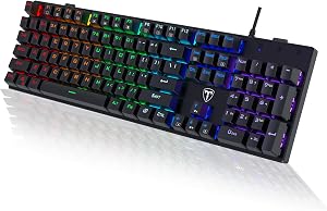 RisoPhy Mechanical Gaming Keyboard, RGB 104 Keys Ultra-Slim LED Backlit USB Wired Keyboard
