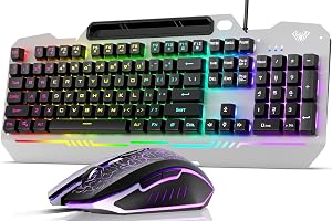 AULA Gaming Keyboard and Mouse, 104 Keys RGB Backlit Computer Keyboards Mouse and Keyboard