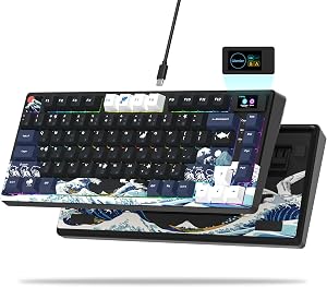 Womier SK80 75% Keyboard with Color Multimedia Display Mechanical Gaming Keyboard Creamy S