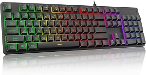 Redragon K521 Upgrade Rainbow LED Gaming Keyboard, 104 Keys Wired Mechanical Feeling Keybo
