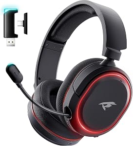 Wireless Gaming Headset, 7.1 Surround Sound, 2.4Ghz USB Gaming Headphones Bluetooth 5.4, 1